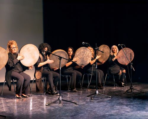 A handpan class in progress